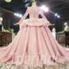 long sleeve pink wedding dress 783-002