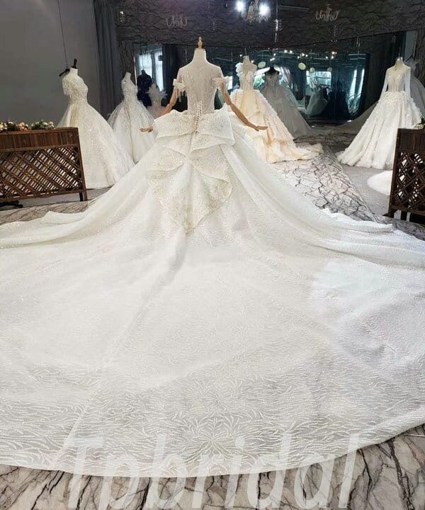 Alternative view of Luxury Princess Wedding Dress Off The Shoulder Sparkly Long Train