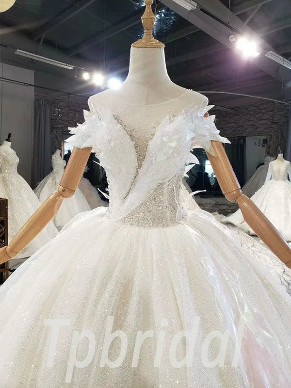 Puffy Wedding Dresses Sparkly Ball Gown Princess Bridal Gown - Image 6