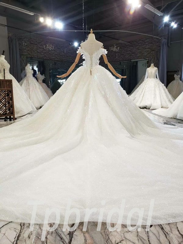Robe De Mariee Full Beading Long Seeves Wedding Dress Puffy Ball Gown  NS3752-AM416 - wedding dress |