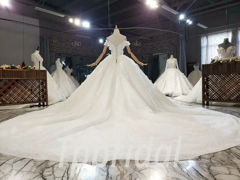 Puffy Wedding Dresses Sparkly Ball Gown Princess Bridal Gown - Image 8