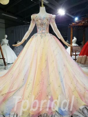 rainbow wedding dress 800-004