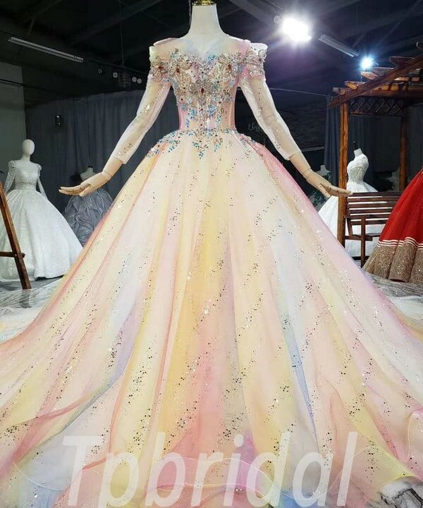 rainbow wedding dress 800-004