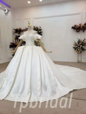 satin ball gown wedding dress 796-002