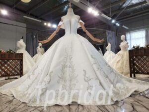 satin beaded wedding dress 793-004