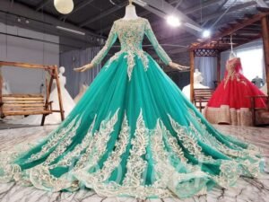 green and gold prom dress 810-002