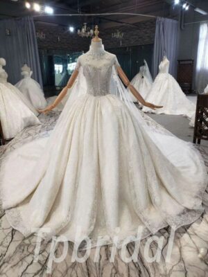 lace cape wedding dress 820-006