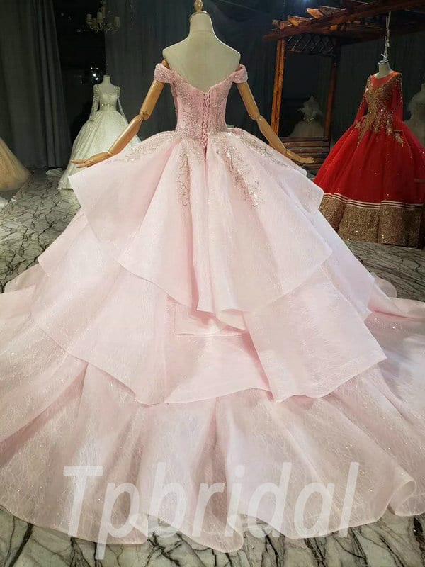 pink princess wedding dress