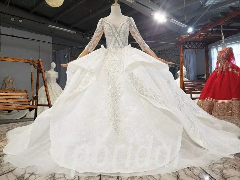 sparkle lace wedding dress 814003