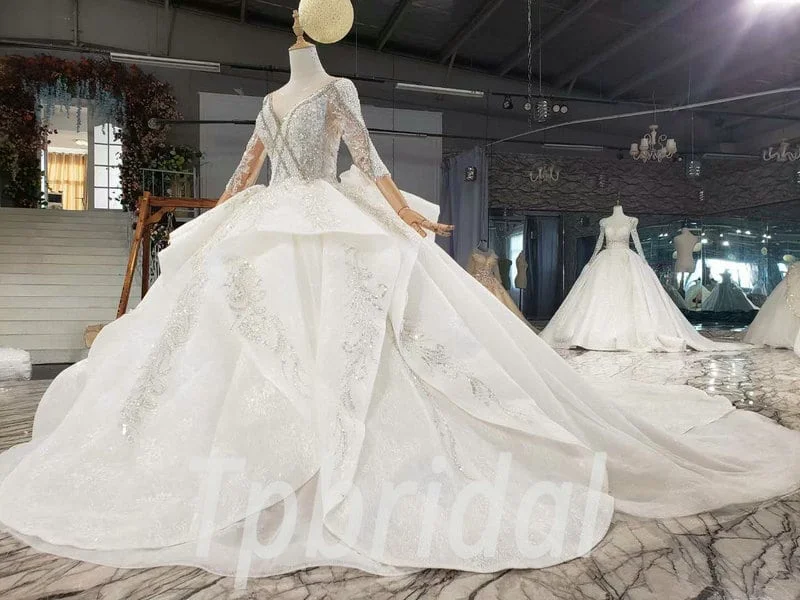 sparkle lace wedding dress 814005