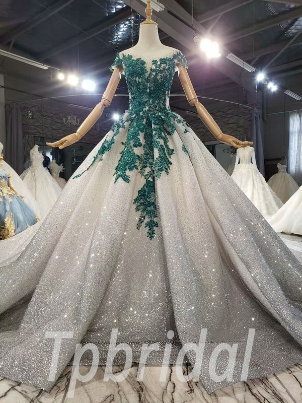 green color wedding dress