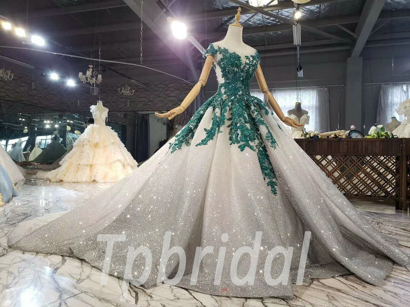 green color wedding dress