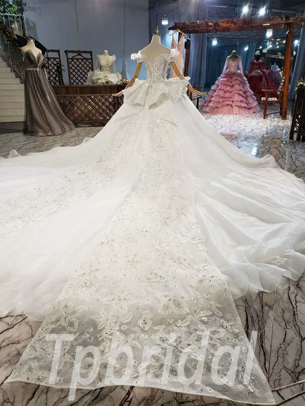 Big Ball Gown Wedding Dress Haute Couture With Monarch Train - Image 8