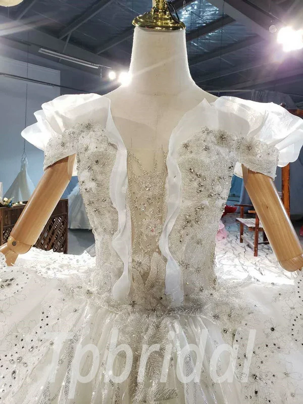 Big Ball Gown Wedding Dress Haute Couture With Monarch Train - Image 9