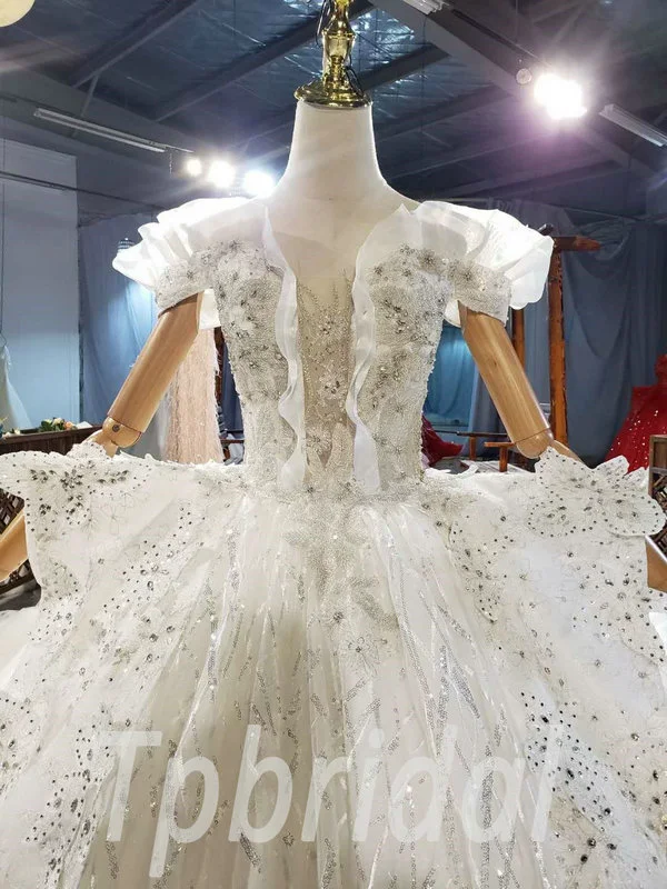 Big Ball Gown Wedding Dress Haute Couture With Monarch Train - Image 5