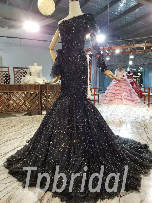 black mermaid wedding dress