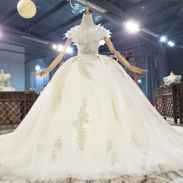 feather wedding dresses 842-006