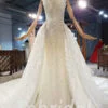 mermaid wedding dress detachable train 852-018
