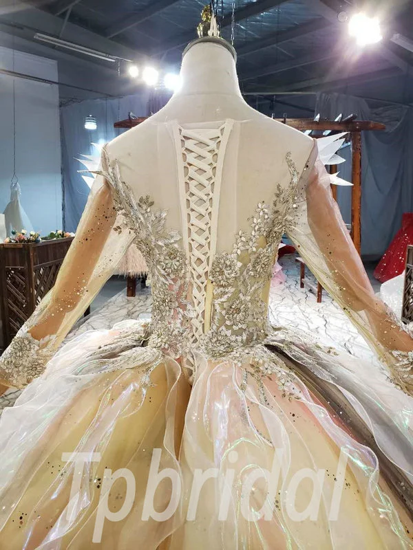 Princess Wedding Dress With Veil Colorful Ball Gown Prom Dress - Image 7