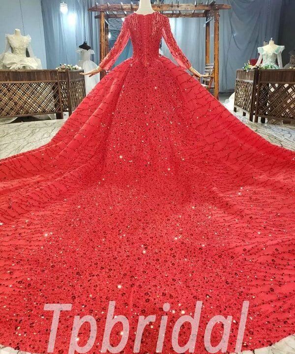 red wedding dresses plus size 845-008