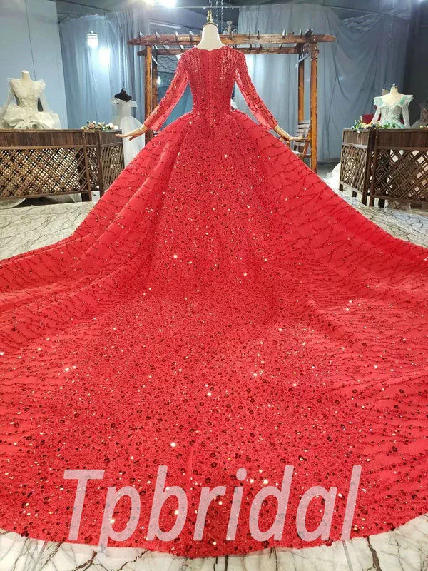 red wedding dresses plus size 845-008