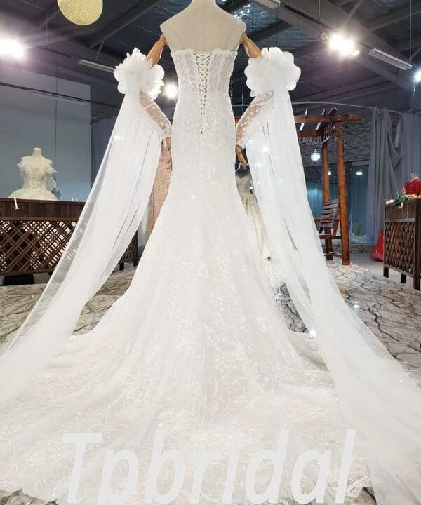 wedding dress with removable sleeves 858-003