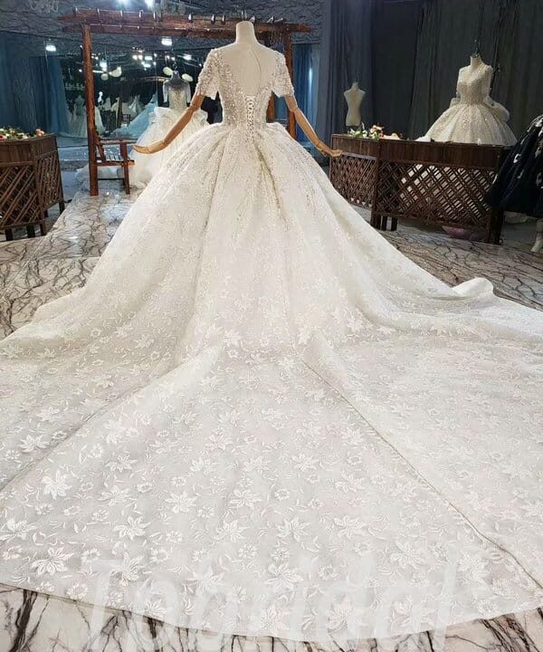champagne ball gown wedding dress 879-003