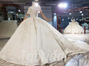 champagne ball gown wedding dress 879-007