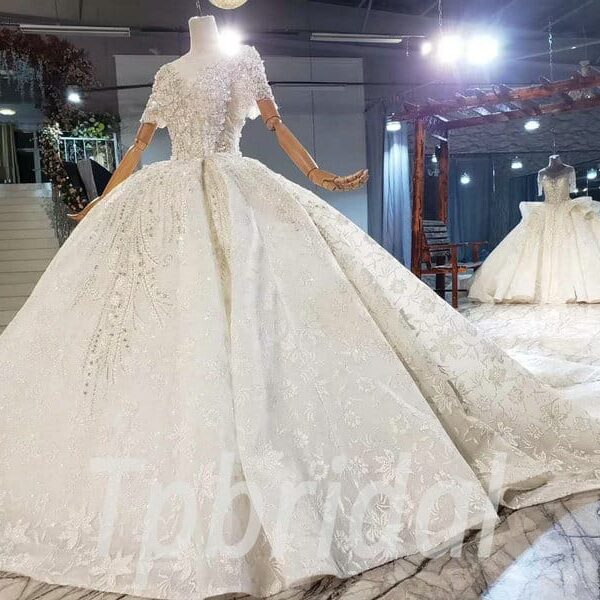 champagne ball gown wedding dress 879-007