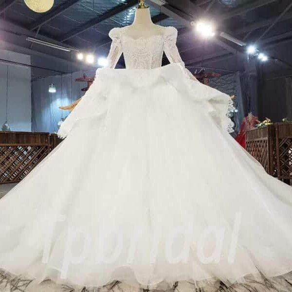 white long sleeve wedding dress 869-002