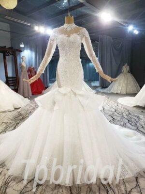 long sleeve mermaid wedding dress-886-001