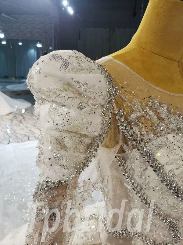 Long Sleeve Winter Wedding Dress Ball Gown With Monarch Train - Image 6