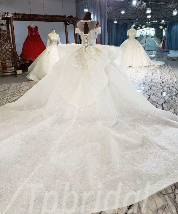 off the shoulder bridal dress-881-005