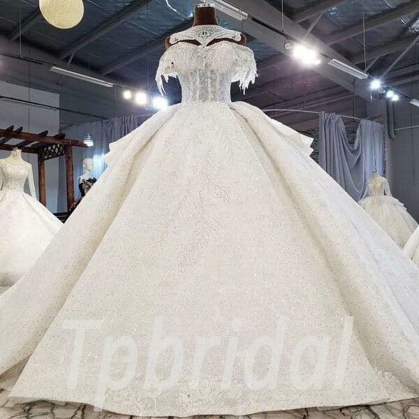 off the shoulder wedding dress ball gown-884-001