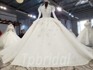 v neck ball gown wedding dress-883-005