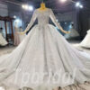 grey wedding dress with sleeves 901-002
