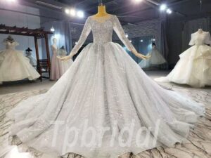 grey wedding dress with sleeves 901-002