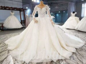 long sleeve sweetheart wedding dress 914-002