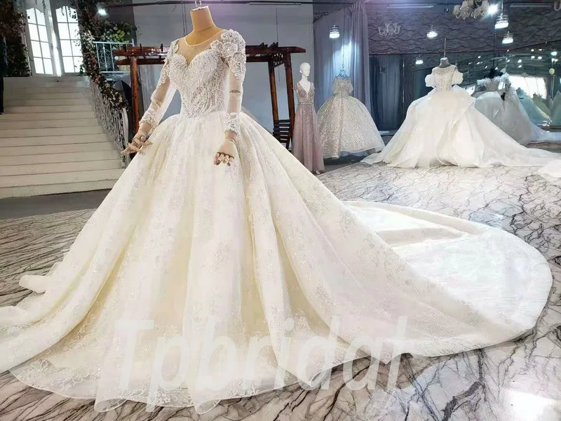 long sleeve sweetheart wedding dress 914-003