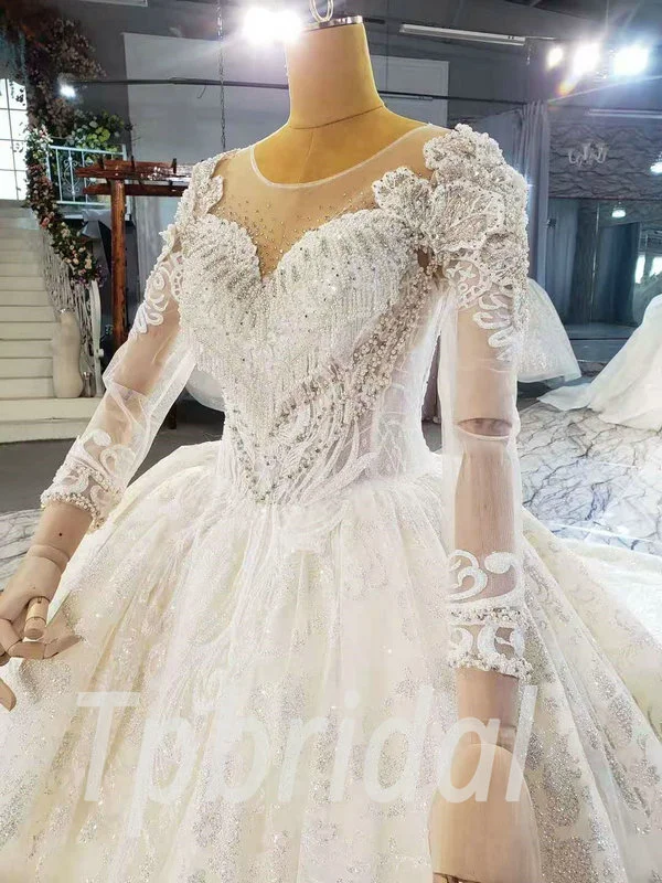 long sleeve sweetheart wedding dress 914-005