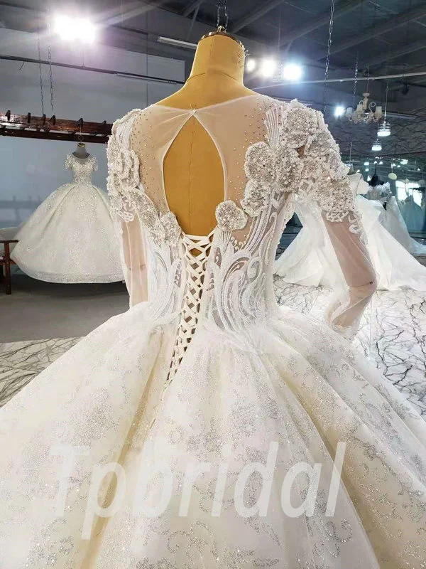 long sleeve sweetheart wedding dress 914-007