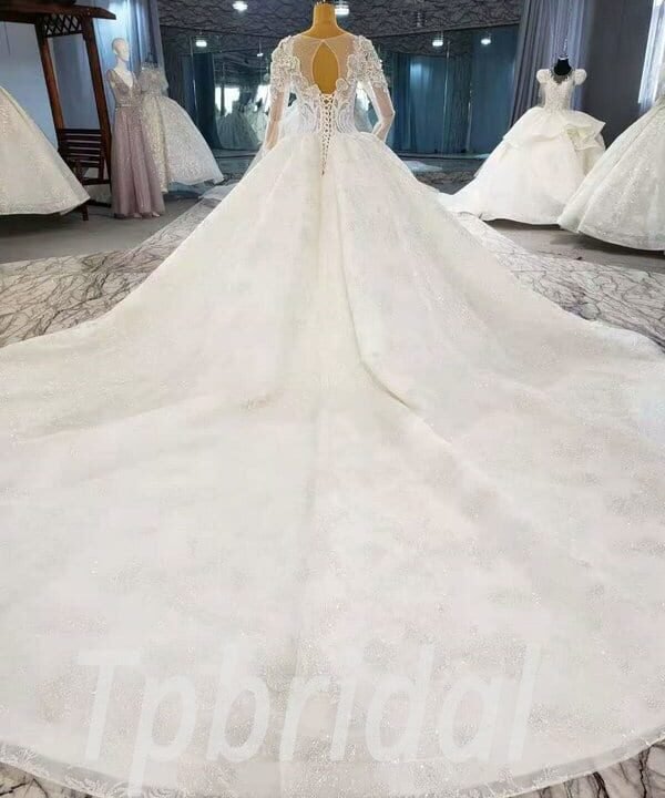 long sleeve sweetheart wedding dress 914-009