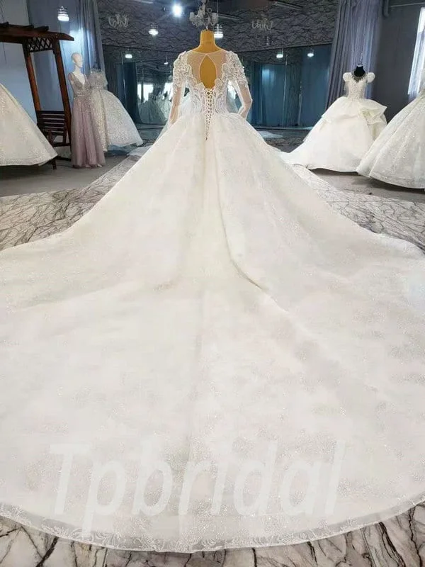 long sleeve sweetheart wedding dress 914-009