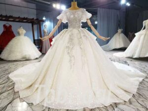 puffy sleeve wedding dress 903-001