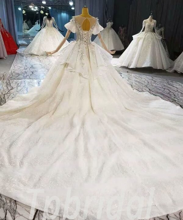 puffy sleeve wedding dress 903-009