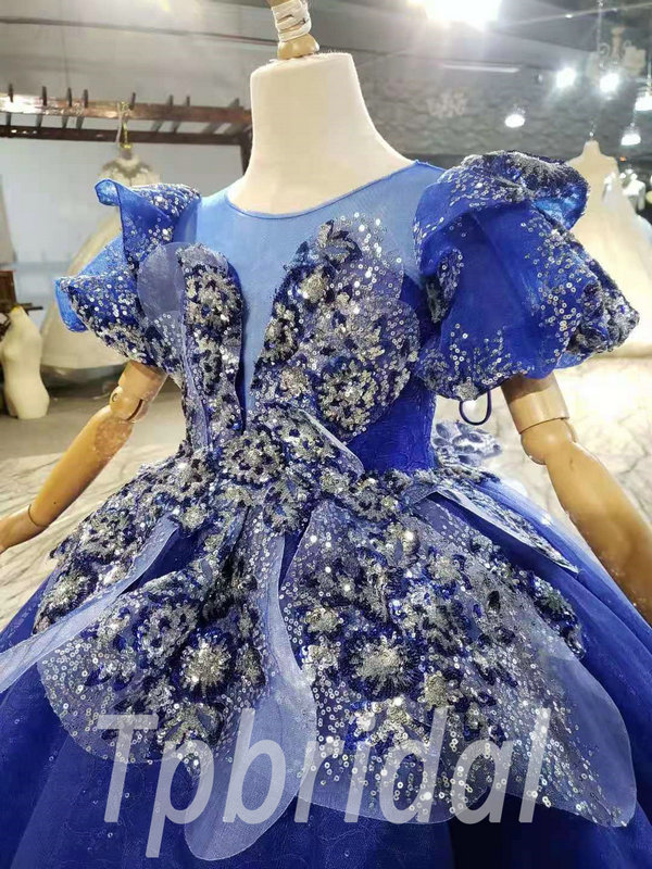 Blue Flower Girl Dresses Kids Forml Dress Birthday Dress Online