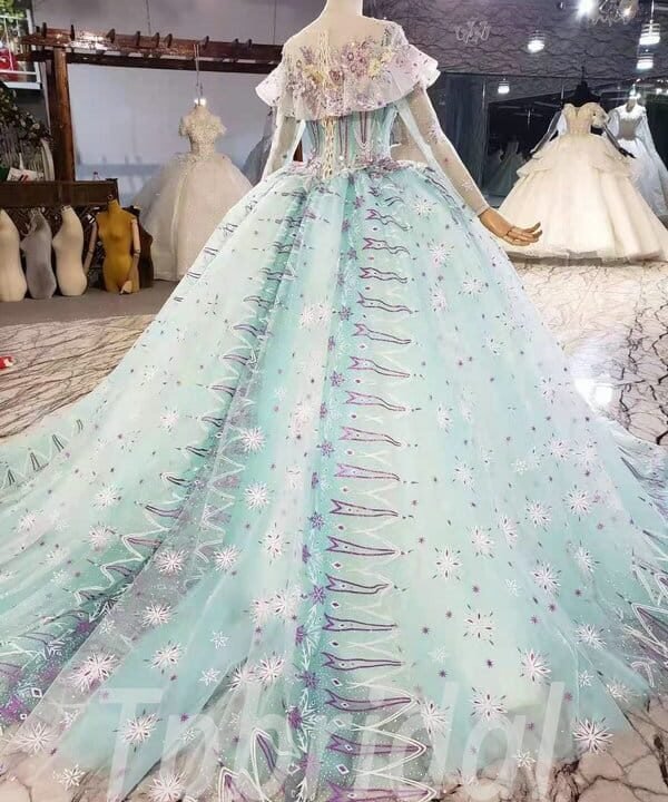 light green wedding dress 928-010