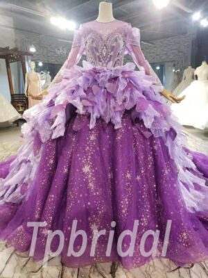 purple ball gown wedding dress 930-001