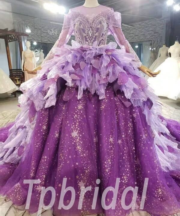 purple ball gown wedding dress 930-001