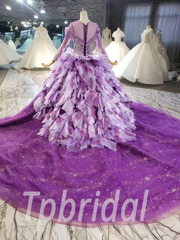 purple ball gown wedding dress 930-003